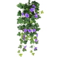 thumbnail image 2 of Spencer 2 Pack Artificial Hanging Plant Flowers 3ft Fake Ivy Vine Silk Ivy Leaves for Wall House Room Patio Indoor Outdoor Home Shelf Office Decor, Purple, 2 of 10