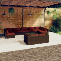vidaXL 10 Piece Patio Lounge Set with Cushions Brown Poly Rattan