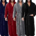 thumbnail image 2 of Soft Fleece Hooded Bathrobe For Men - Long And Comfortable, 2 of 2