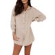thumbnail image 2 of Conjunto de ropa de verano para mujer VISgogo, camisas abotonadas de manga larga de Color sólido, Tops y pantalones cortos sueltos informales, trajes VISgogo  moda, 2 of 6