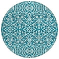 thumbnail image 2 of Addison Rugs Chantille Indoor/Outdoor Traditional Damask Teal Washable Round Rug, 8' x 8', 2 of 6