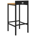 thumbnail image 6 of vidaXL Bar Stools 2 pcs Black Poly Rattan and Solid Wood Acacia, 6 of 7