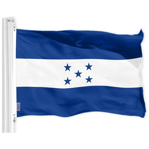 G128 Honduras Flag, 3x5 ft, Printed 150D Polyester, Vibrant Colors, Brass Grommets, Outdoor Use