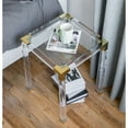 thumbnail image 5 of Square Acrylic Gold Metal Modern Tempered Glass End Side Table, 5 of 7