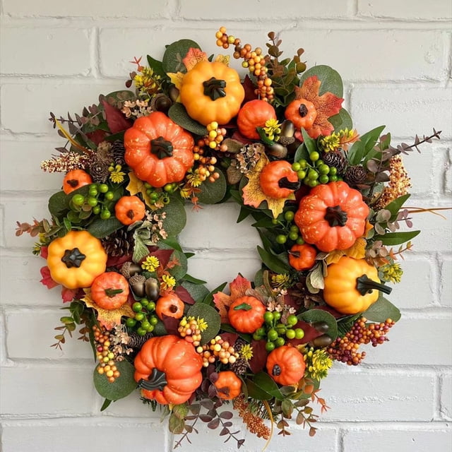 Guirnalda de calabaza Colgante Adorno de decoración de ambiente 45 cm Suministros de decoración de escena navideña de Acción de Gracias