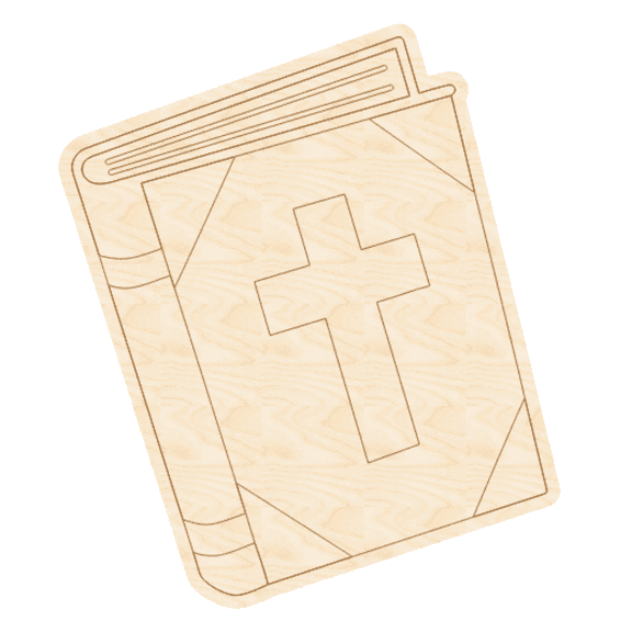 Unfinished Wood Etched Religious Book Shape 4" / 1/8"
