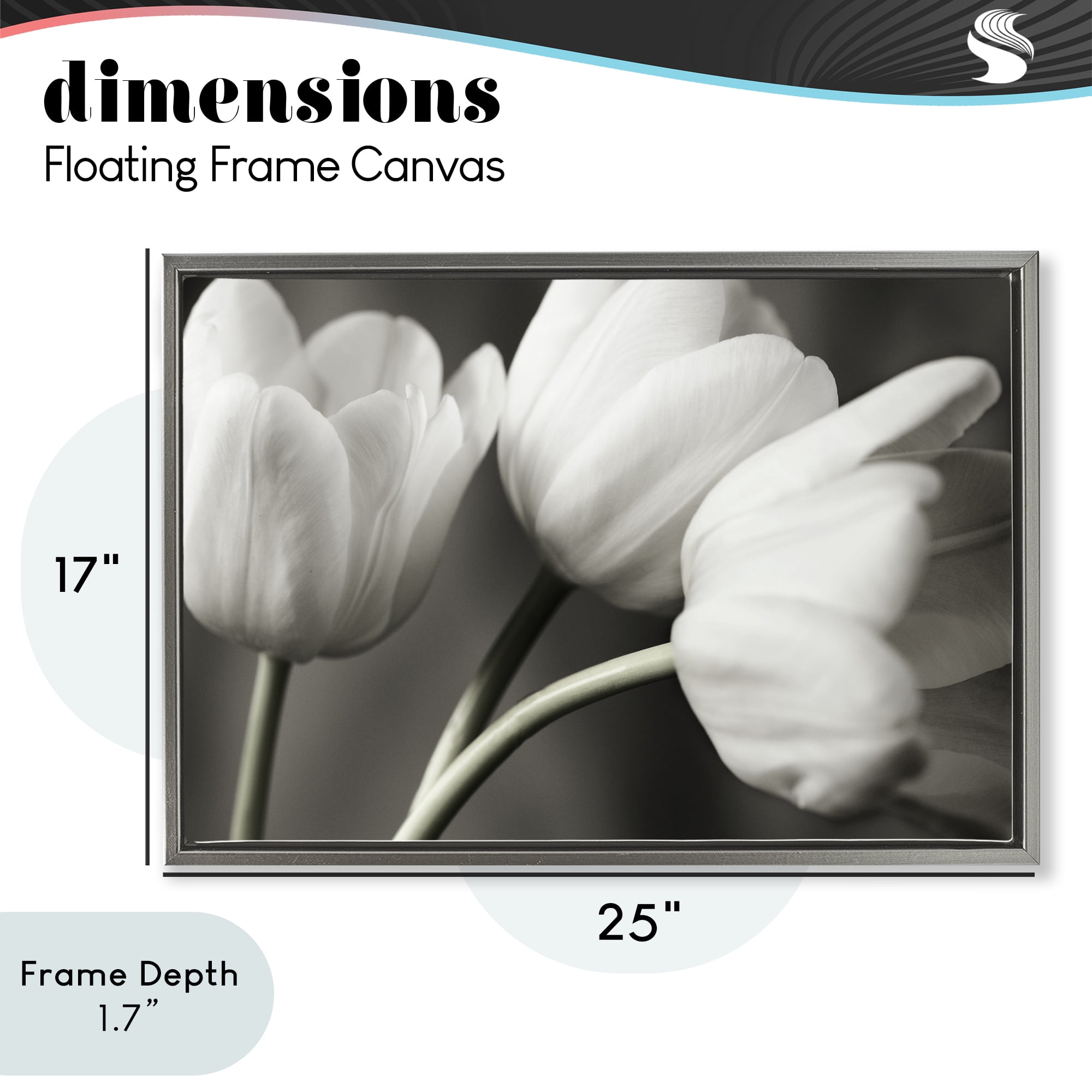 Stupell Industries Row Of Monochrome Tulips Gray Framed Floater Canvas Wall Art, design by Tom Quartermaine