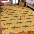 thumbnail image 3 of Sea Animals Decorative Rug, Sharks Swimming Horizontal Silhouettes Powerful Dangerous Wild Life, Quality Carpet for Bedroom Dorm and Living Room, 6 Sizes, Slate Blue and Pale Orange, by Ambesonne, 3 of 4