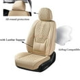thumbnail image 7 of Coverado Beige Car Seat Covers Full Set, Waterproof Faux Leather Auto Seat Protectors with Lumbar Support, Luxury Automotive Interior Accessories Universal Fit Most Cars SUV Trucks, 7 of 7