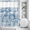 thumbnail image 2 of No Hook Shower Curtain, Blue Coastal Shower Curtains for Bathroom with See Through Top Window, Nautical Starfish Coral Jellyfish Shell Sea Waterproof & Washable Bath Curtain 60"x72", 2 of 9
