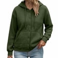 thumbnail image 2 of Tusihei Women Fall Winter Hooded Fleece Shacket Button Down Casual Cardigan Pullover Solid Warm Loose Coat Jacket for Women Outdoor Lounge, Army Green 2XL, 2 of 6