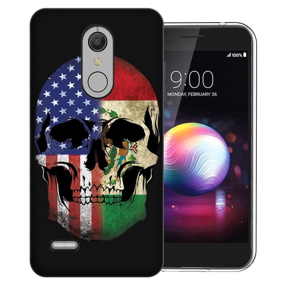 MUNDAZE LG Stylo 5 US Mexico Flag Skull Design Phone Case Cover