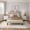 Beige, variant on 3-Piece Queen Bedroom Set: Upholstered Platform Bed with Charging Station & LED Lights + 2 White Nightstands with 2 Drawers – Modern Wingback Bed Frame, No Box Spring Needed, Beige