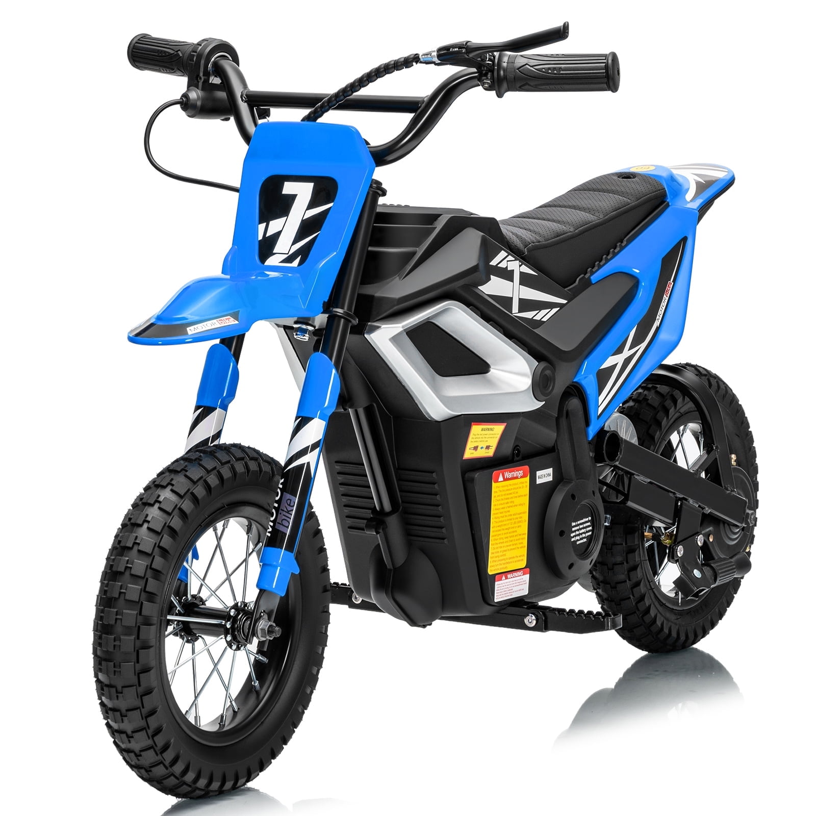 UBesGoo Electric Dirt Bike, 24V 250W Ride on Toys for Big Kids with Music & Bluetooth, 14 mph Twist-Grip Throttle & Hand-Operated Rear Brake, Blue
