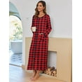 thumbnail image 2 of Ekouaer Women Long House Coat Zipper Front Robes Full Length Nightgowns with Pockets Striped Loungewear, 2 of 4