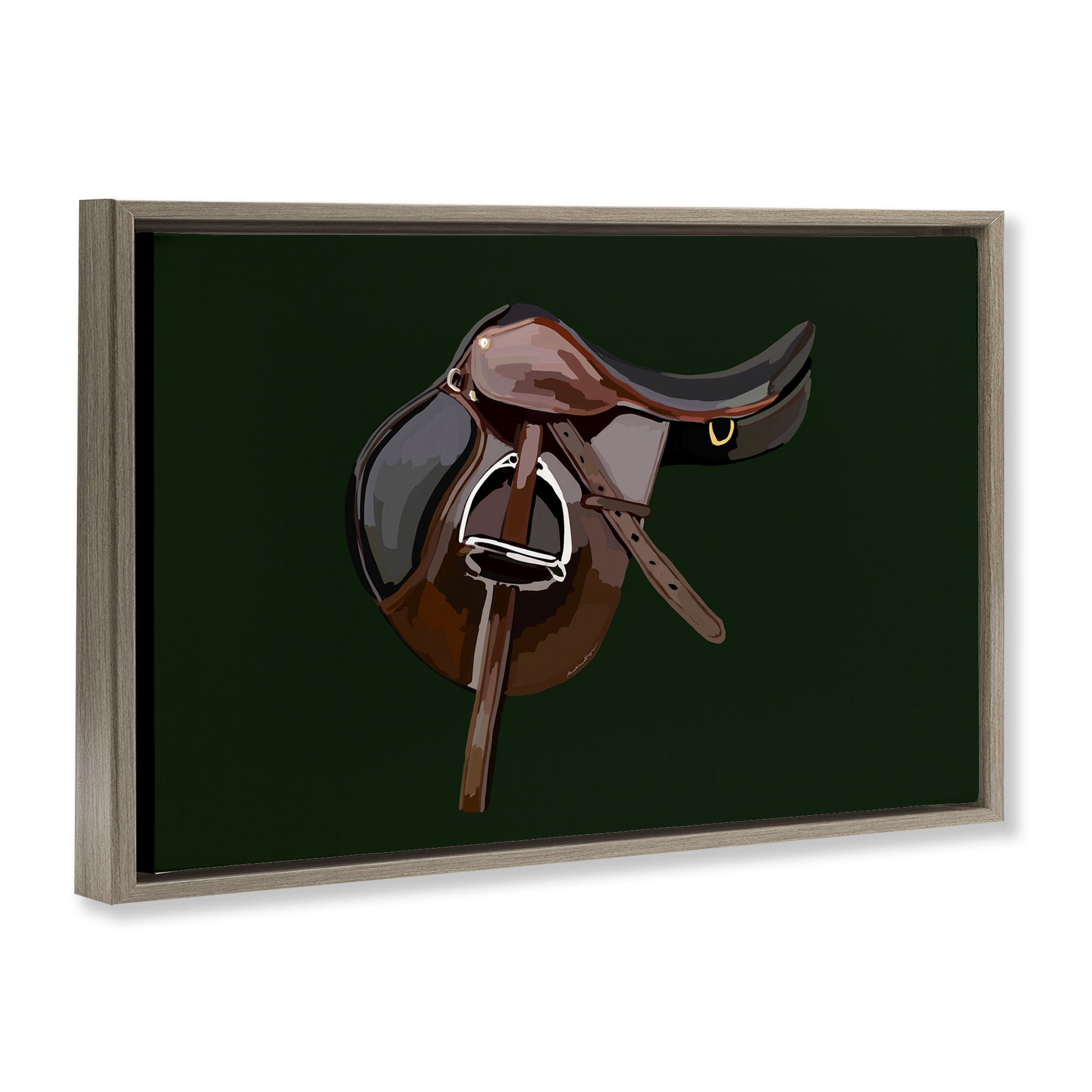 Stupell Industries Western Horse Saddle Abstract Painting Brown Floater Framed Canvas Art Print Wall Art, 25 x 17