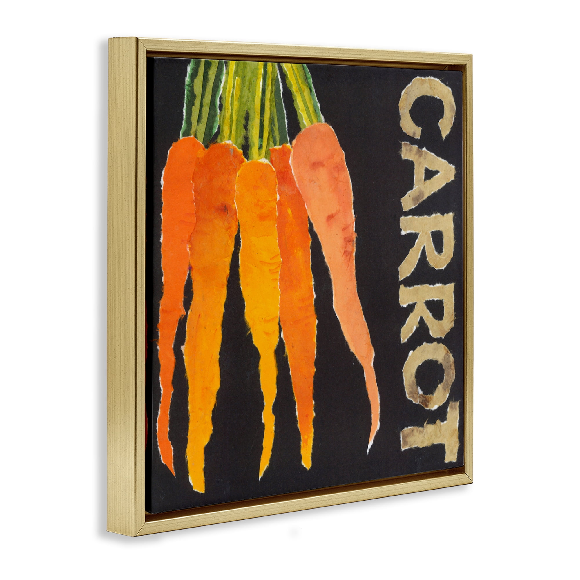 Stupell Industries Carrot Root Vegetable Gold Framed Floater Canvas Wall Art, design by Nancy Overton