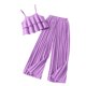 thumbnail image 1 of Odeerbi 6-13 Años Niñas Conjuntos de Verano Camisola de Volantes de Gasa Tops Plisados Pantalones de Pata Ancha Conjunto de Dos Piezas Cintura Elástica Pantalones Conjunto, 1 of 6