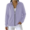 thumbnail image 2 of Perfectbot Women's Zip Up Knit Cardigan Sweater Stand Collar Long Sleeve Warm Casual Outerwear, 2 of 8