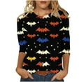 thumbnail image 2 of Kilaqueen Plus Size Women 3/4 Length Sleeve Tunic Tops Halloween Funny Cute Graphic Crew Neck Loose Fit Tees Blouses, 2 of 5