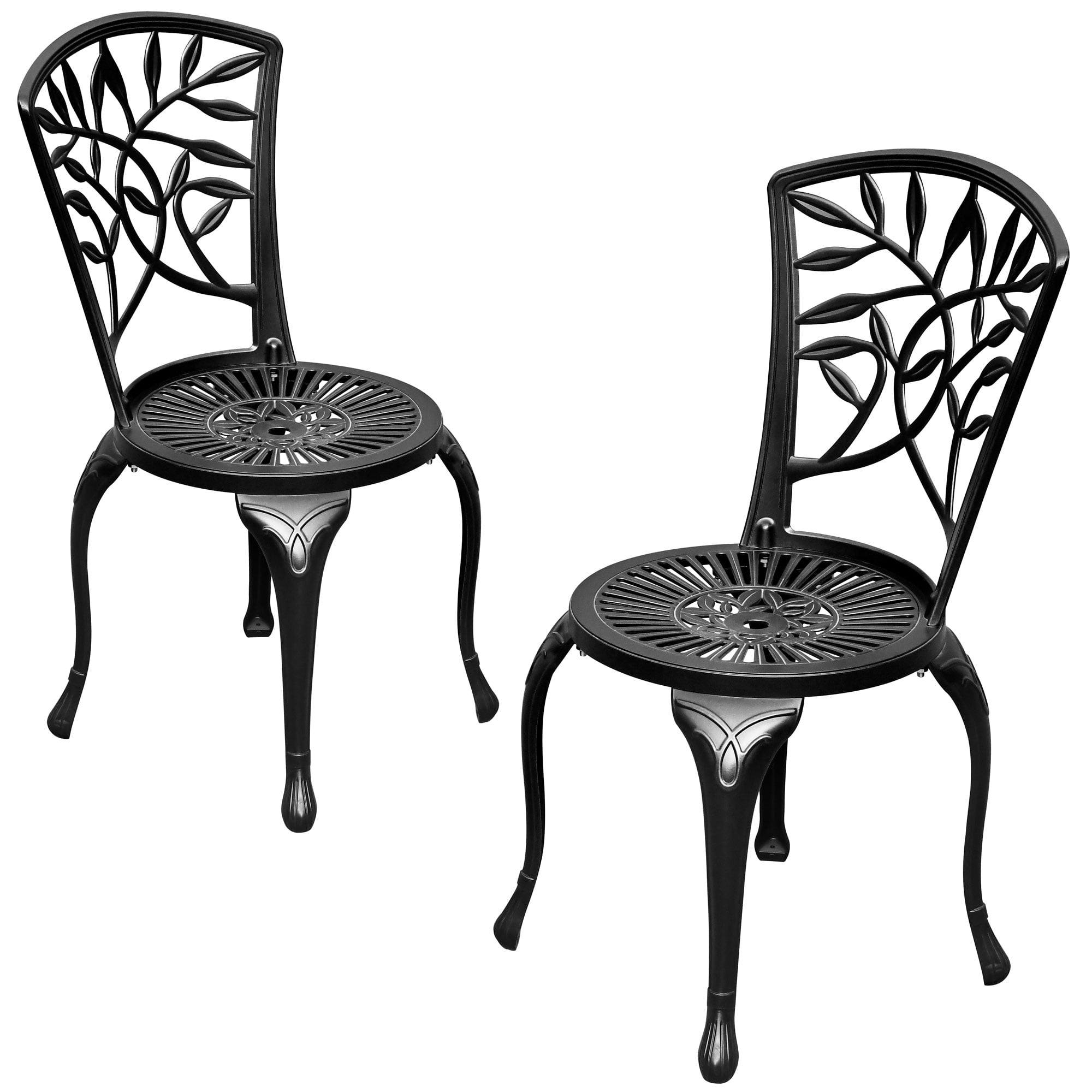 YITAHOME 2 Pcs Cast Aluminum Patio Chairs, AllWeather Outdoor Dining