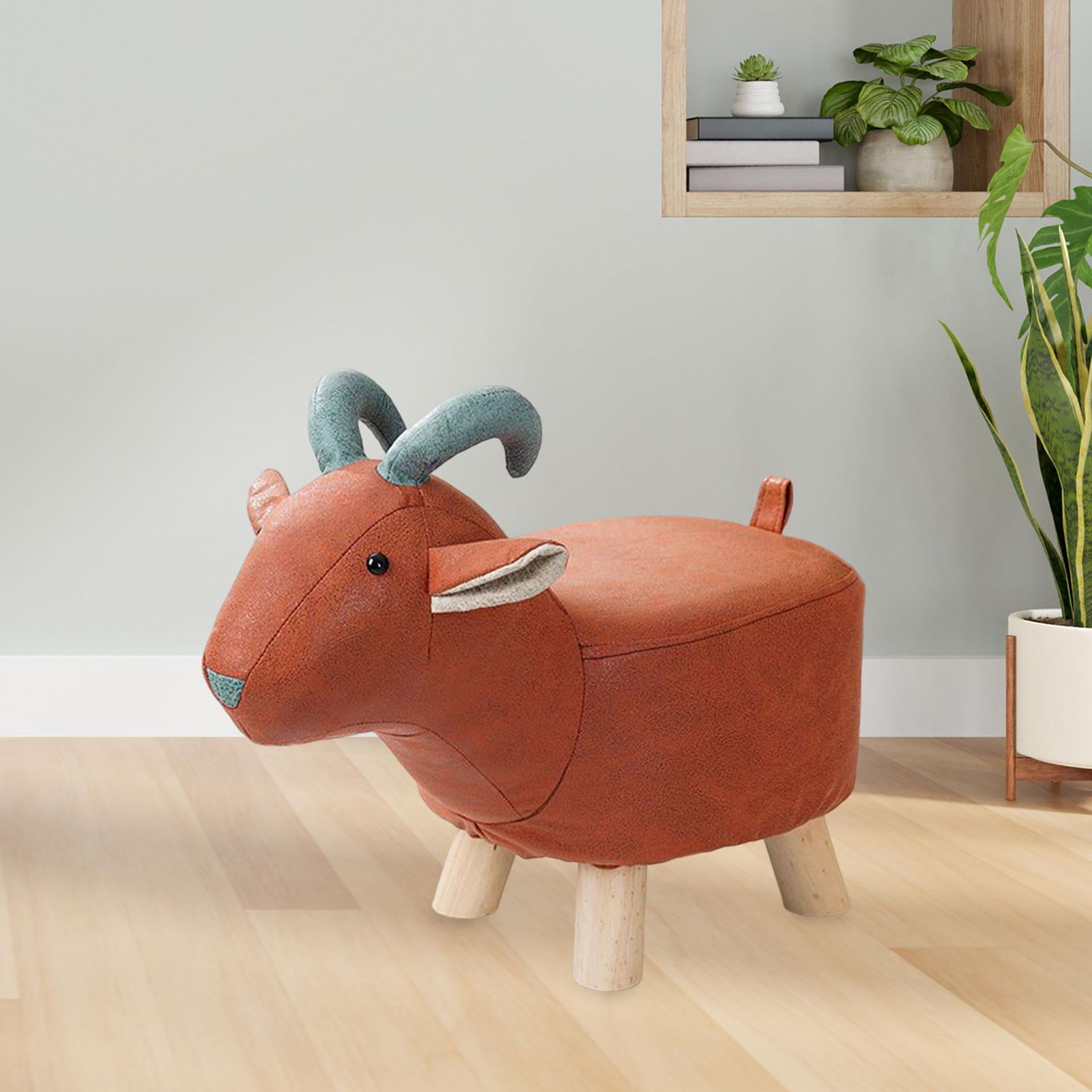 Animal Footstool Footrest Ottoman Wood Multifunctional Cute Cartoon Room Decor Bench for Porch, Living Room, Entryway, Guest Room, Bedroom