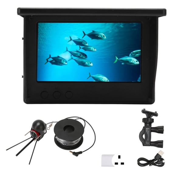 Falleo Clearance 4.3in TN HD Underwater Fishing Camera IP68 Waterproof Fish Finder with 12 Night Vision Lights for Fishing 100?240V 30m / 32.8yd UK Plug
