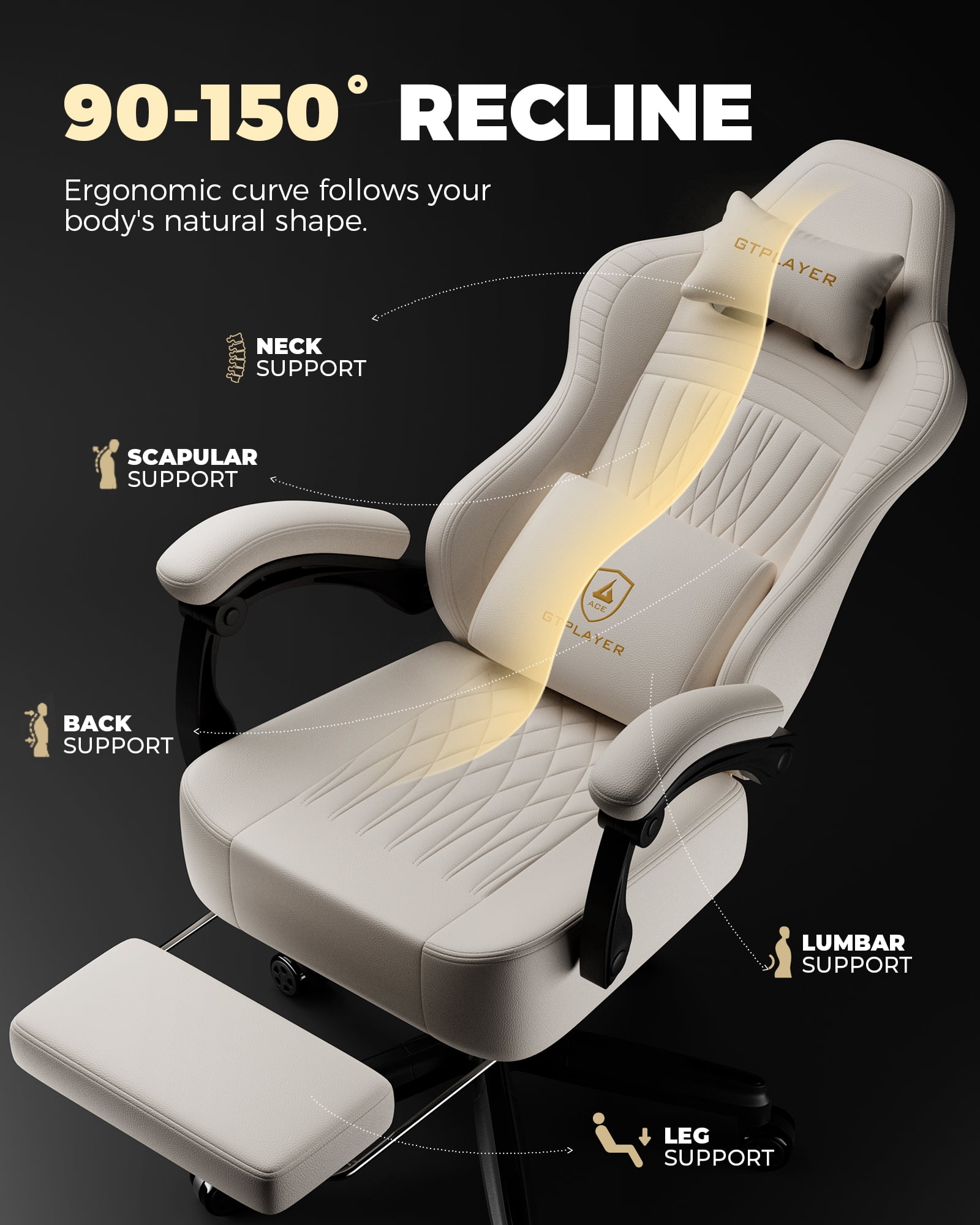 GTPLAYER Gaming Chair with Footrest, Bluetooth Speakers