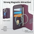thumbnail image 5 of Detachable Wallet Case for iPhone 16 with RFID Blocking Card Slots Holder, Premium PU Leather Magnetic Kickstand Shockproof Removable Flip Protective Cover with Wristband for iPhone 16, Purple, 5 of 14