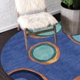 thumbnail image 5 of Round Blue Rug, Handmade carpet 8x8, Geometric wool rugs, Bedroom, Living Room., 5 of 7
