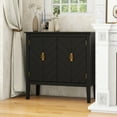 thumbnail image 3 of Mondawe 2 Door Wooden Cabinets, Black Wood Cabinet Vintage Style Sideboard for Living Room Dining Room Office, 3 of 10