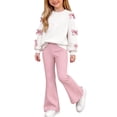 thumbnail image 3 of Kezqiaxn 2 Piece Winter Outfit for Girls Cute Bowknot Pullover Sweatshirt and Flared Pants Matching Sets Teen Girl Clothes Size 5-15, 3 of 8