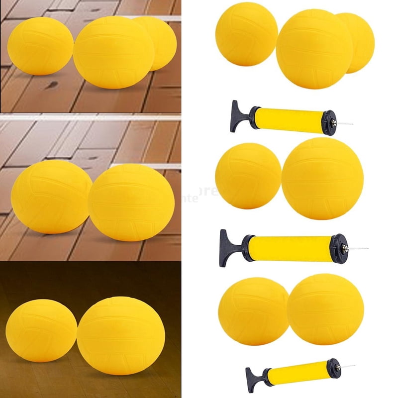 Spike Replacement Balls Thick Yellow Soft Strong Mini Volleyball with Pump for Competitive Backyard Lawn Beach Toy Activity Play