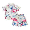 thumbnail image 3 of JCCXIN Boys Hawaii Outfit Sets 2Pcs Set Summer Flower Printed Beach Button Down Short Sleeve Lapel Shirt Tops + Shorts Kids Leisure Clothes Sets, 3 of 3