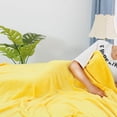 thumbnail image 4 of PiccoCasa 1 Pcs Home Warm Soft Microplush Fleece Solid Throw Blanket Yellow 78" x 90", 4 of 10