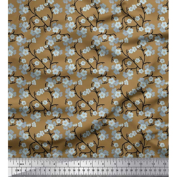 Soimoi Cotton Poplin Fabric Blossom Floral Print Fabric by The Yard 42 Inch Wide