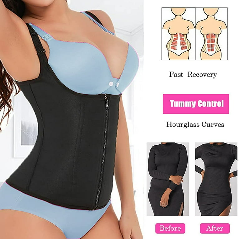 QRIC Clip and Zip Waist Trainer Corset Women Neoprene Worked Out Sweat Vest Body Shaper