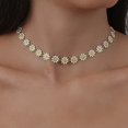 thumbnail image 2 of Collar de cadena de clavícula de Margarita de flores para mujeres y niñas, Gargantilla corta dulce de estilo coreano, joyería nupcial de boda, cadena de cuello, 2 of 4