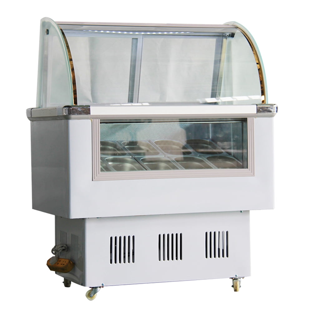 TECHTONGDA Ice Cream Showcase 10 Pan Dessert Display Freezer with LED Light 220V