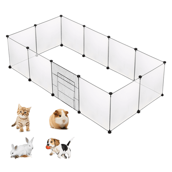 Wubio Dog Playpen Crate Fence Pet Play Pen Indoor Outdoor Exercise Puppy Kennel Cage, 11 White Panel