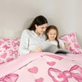 thumbnail image 5 of Manfei Cute Bowtie Bedding Comforter Set,3D Heart Pattern Twin Comforter Sets,Princess Bow Knot Bedding Set For Girls,Microfiber Bedroom Decor Reversible,2 Pieces, 5 of 8