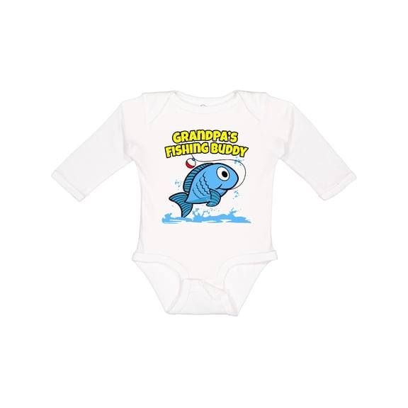 Inktastic Grandpa's Fishing Buddy (blue) Boys or Girls Long Sleeve Baby Bodysuit