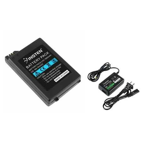 Insten Home Travel Wall AC Charger + 1800 mAh Lithium Battery Pack For Sony PSP 1000 (2-in-1 Accessory Bundle)