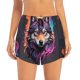 thumbnail image 2 of Balery Colorful Wolf Head A Pantalones cortos deportivos para mujer con forro y dos bolsillos, elásticos, para entrenamiento, gimnasio, yoga-XX-Large, 2 of 7