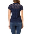 thumbnail image 4 of Allegra K Women's Casual Sheer Short Sleeves Floral Lace Top, 4 of 7