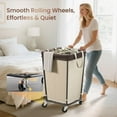 thumbnail image 3 of 160L Laundry Basket with Wheels, 2-section Rolling Laundry Basket, Large Laundry Hamper with Wheels, Rolling Laundry Hamper Clothes Hamper for Home, Bathrooms and Dorm(Beige), 3 of 5