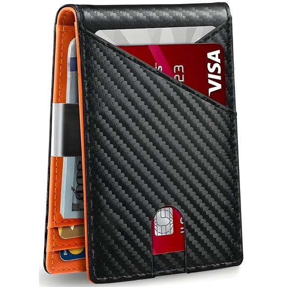 North Care Men's Wallet- RFID - Money Clip, Larger Capacity up to 12 Cards- Color Orange