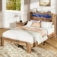 thumbnail image 3 of ENYOPRO Twin Bed Frame with Storage Headboard, Wood Platform Bed with LED Strips and Charging Station, Heavy Duty Mattress Foundation, Hold 350 LBS, Easy Assembly, Brown, 3 of 6