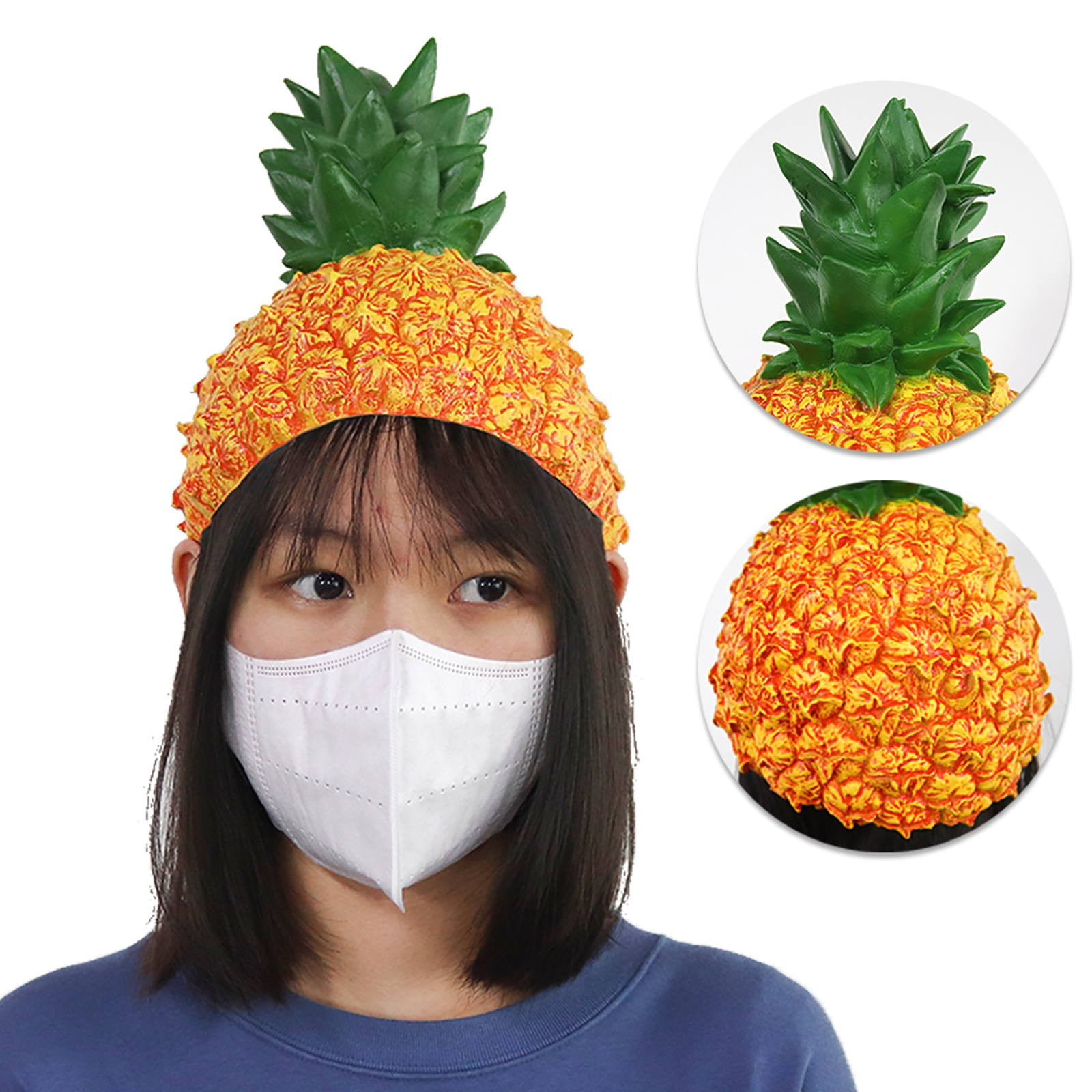 Latex Tropical Fruits Pineapple Funny Happy Face Cosplay Props Fancy Party Mask 