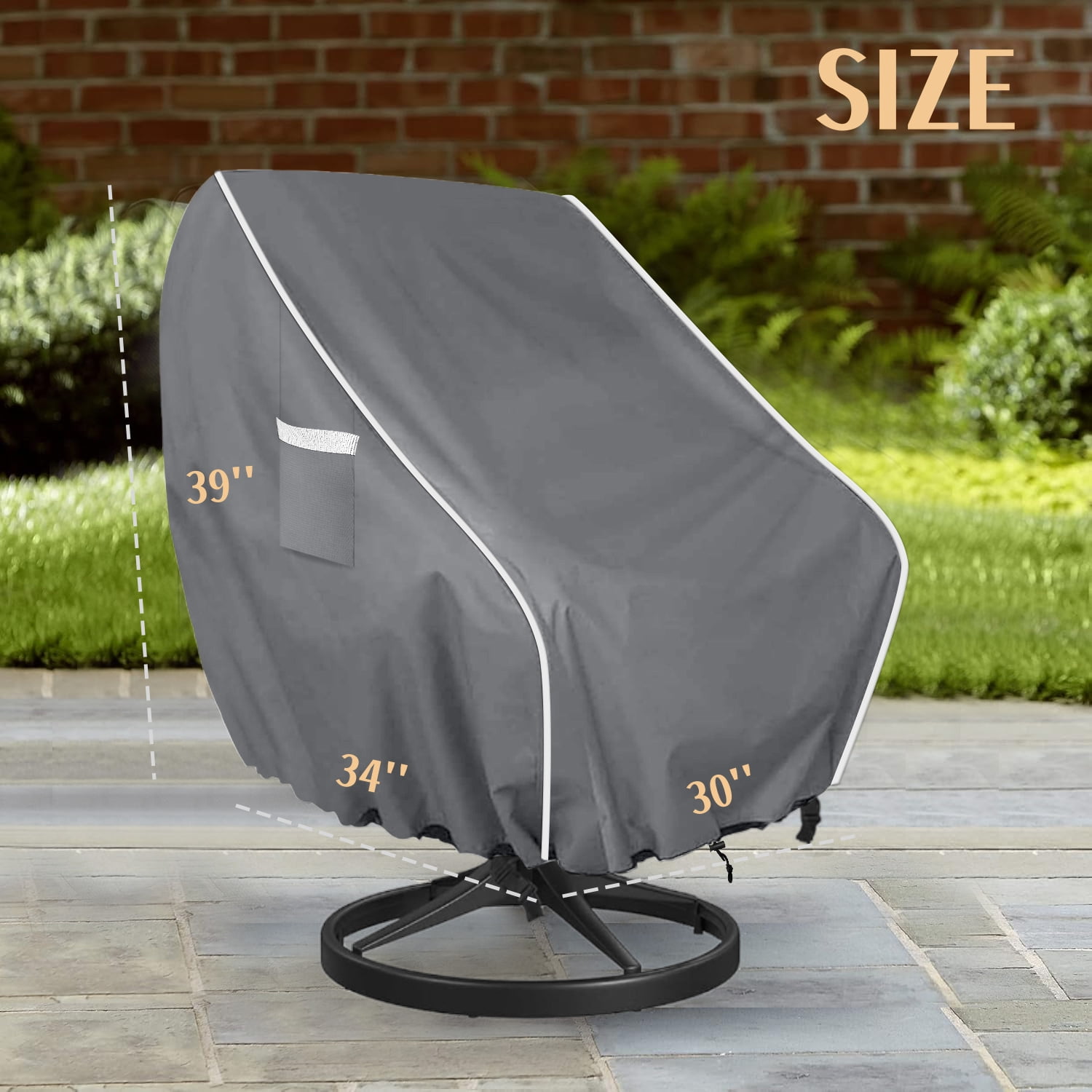 2 Pcs Patio Chair Covers, 30 Inch Length, Heavy-Duty All-Weather Dustproof Patio Furniture Cover, Easy to Use & Care, Gray